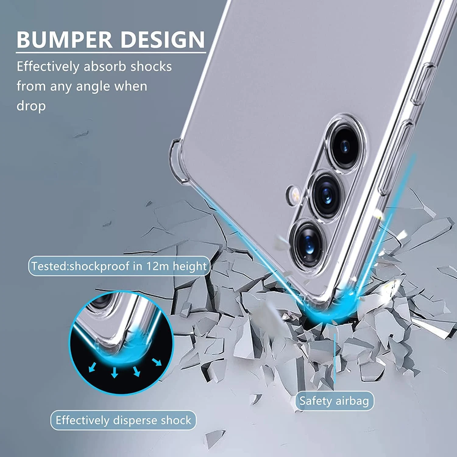 DL3 Mobilak Case Compatible with Samsung Galaxy A14 4G / 5G, Cover Silicone TPU Gorilla Anti-shock Protector Camera Shockproof Corners - Clear