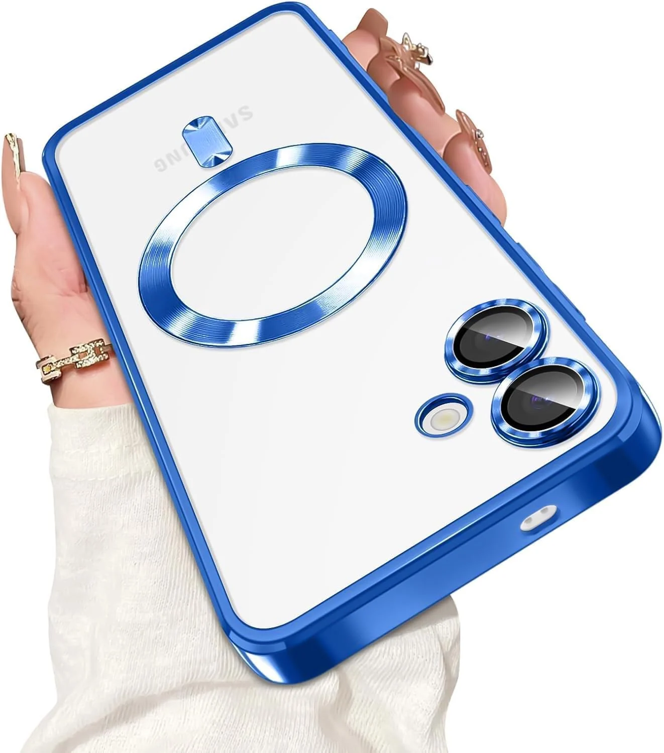 DL3 Mobilak Clear MagSafe-Compatible TPU Case and Camera Lens Protector for Samsung Galaxy A06 - Blue