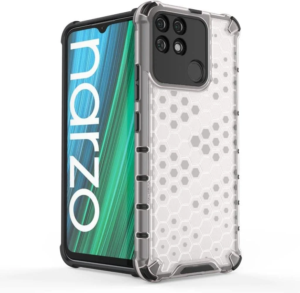 DL3 Mobilak Honeycomb Protective Case for realme Narzo 50A, Shock-absorbing protection, Transparent design, Slim, lightweight profile - Clear