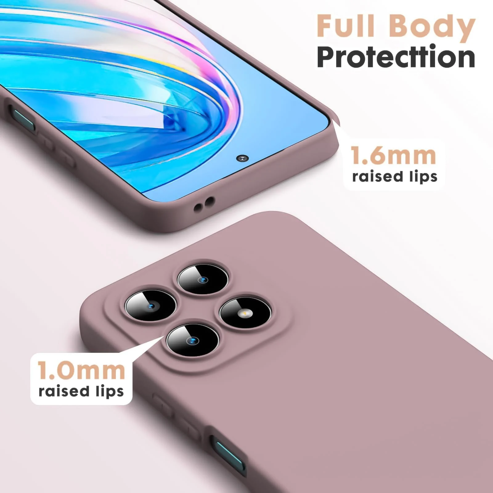 DL3 Mobilak Liquid Silicone Protective Case with Soft Microfiber Lining with Full Camera Protection for Honor X8A - Cashmere