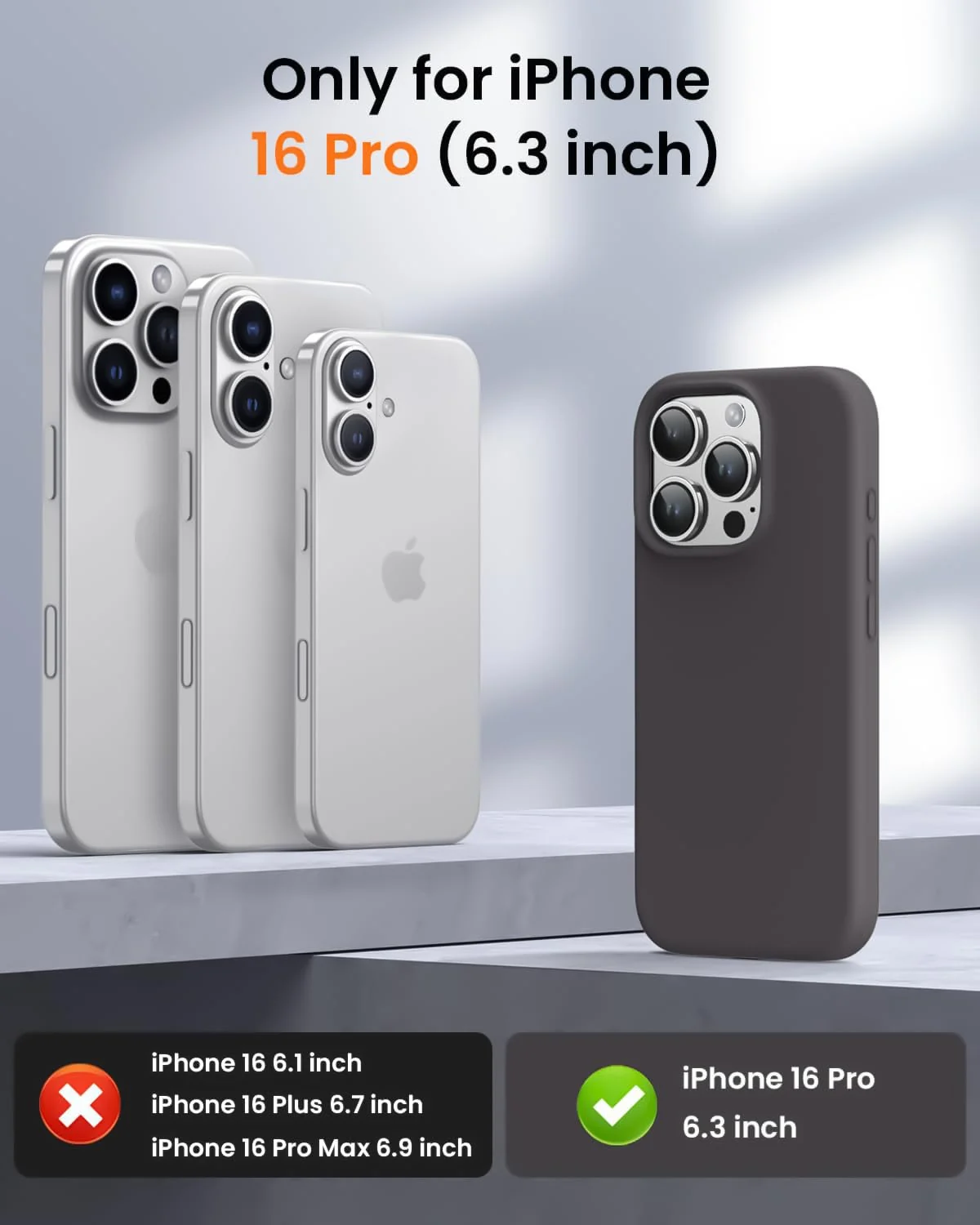 DL3 Mobilak Liquid Silicone Protective Case with Soft Microfiber Lining for iPhone 16 Pro - Dark Brown