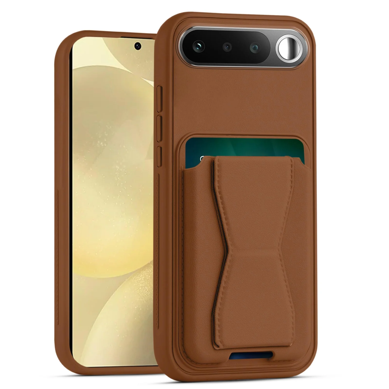Dl3 Mobilak Leather Wallet Case Compatible with Realme 16, Leather Back Cover With TPU Frame, Shockproof Protective Phone Case with Card Holder Stand - Brown