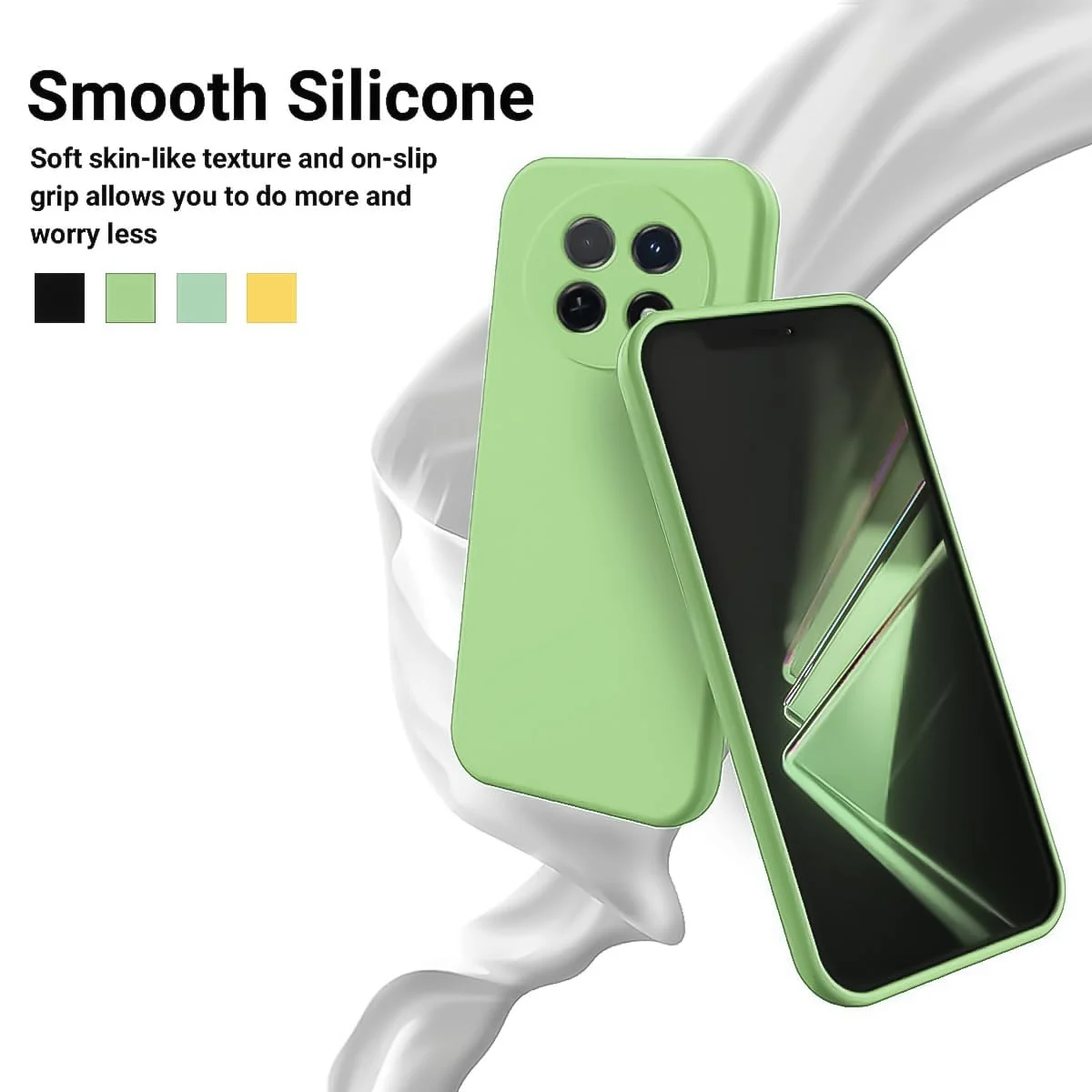 DL3 Mobilak Soft Silicone Protective Case for Huawei Nova Y91 4G / Huawei Enjoy 60X 4G with Microfiber Lining and Shockproof Design - Light Green