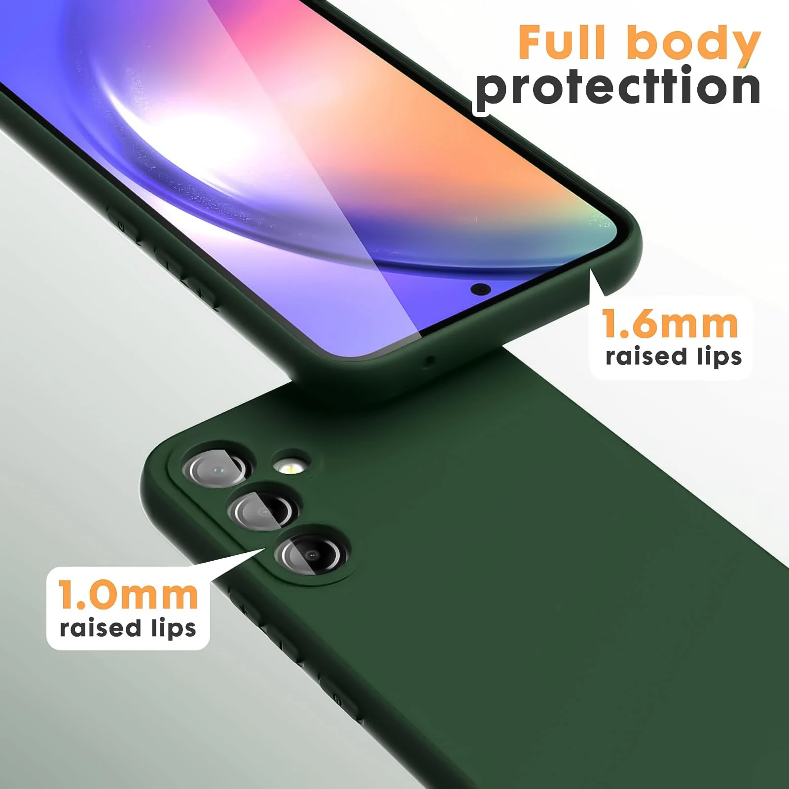 DL3 Mobilak Soft Silicone Protective Case for Samsung Galaxy A34 4G / 5G with Microfiber Lining and Shockproof Design - Green
