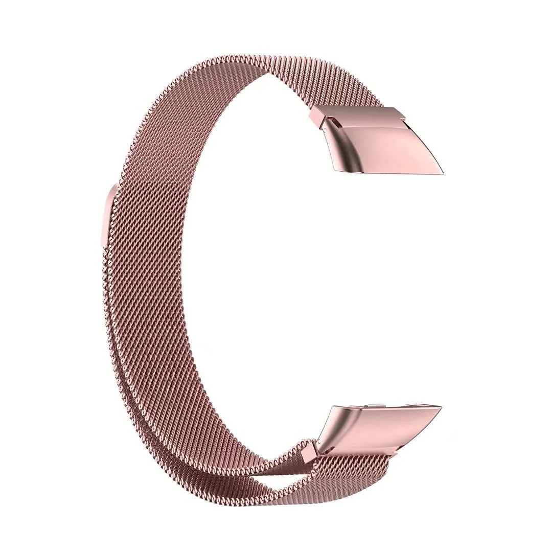 DL3 Mobilak Strap for Honor Band 6/Huawei Band 6/Huawei Band 6 Pro, Metal Woven Stainless Steel Magnetic Replacement Strap, Classic Adjustable Watch Strap For Honor Band 6 Bracelets - Pink