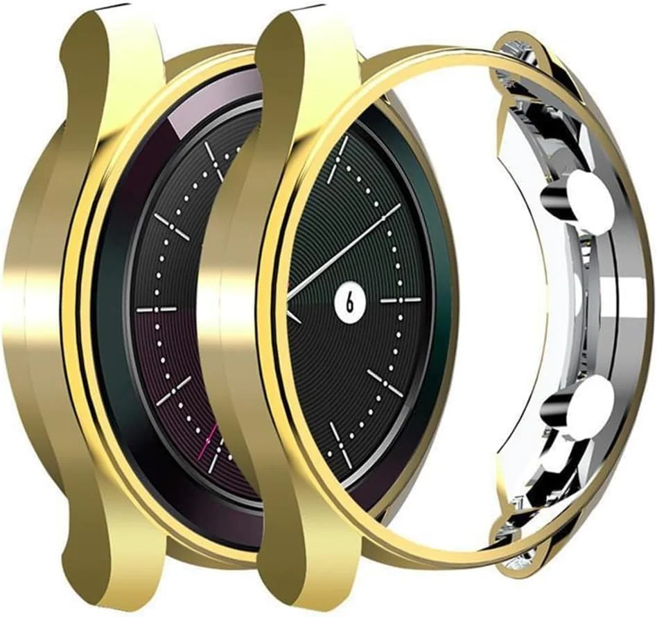 DL3 Mobilak Case Compatible with Huawei Watch GT3 46mm Case All-Around Screen Protector Watch Soft TPU Shockproof Cover Slim Guard Thin Bumper Shell Protector - Gold