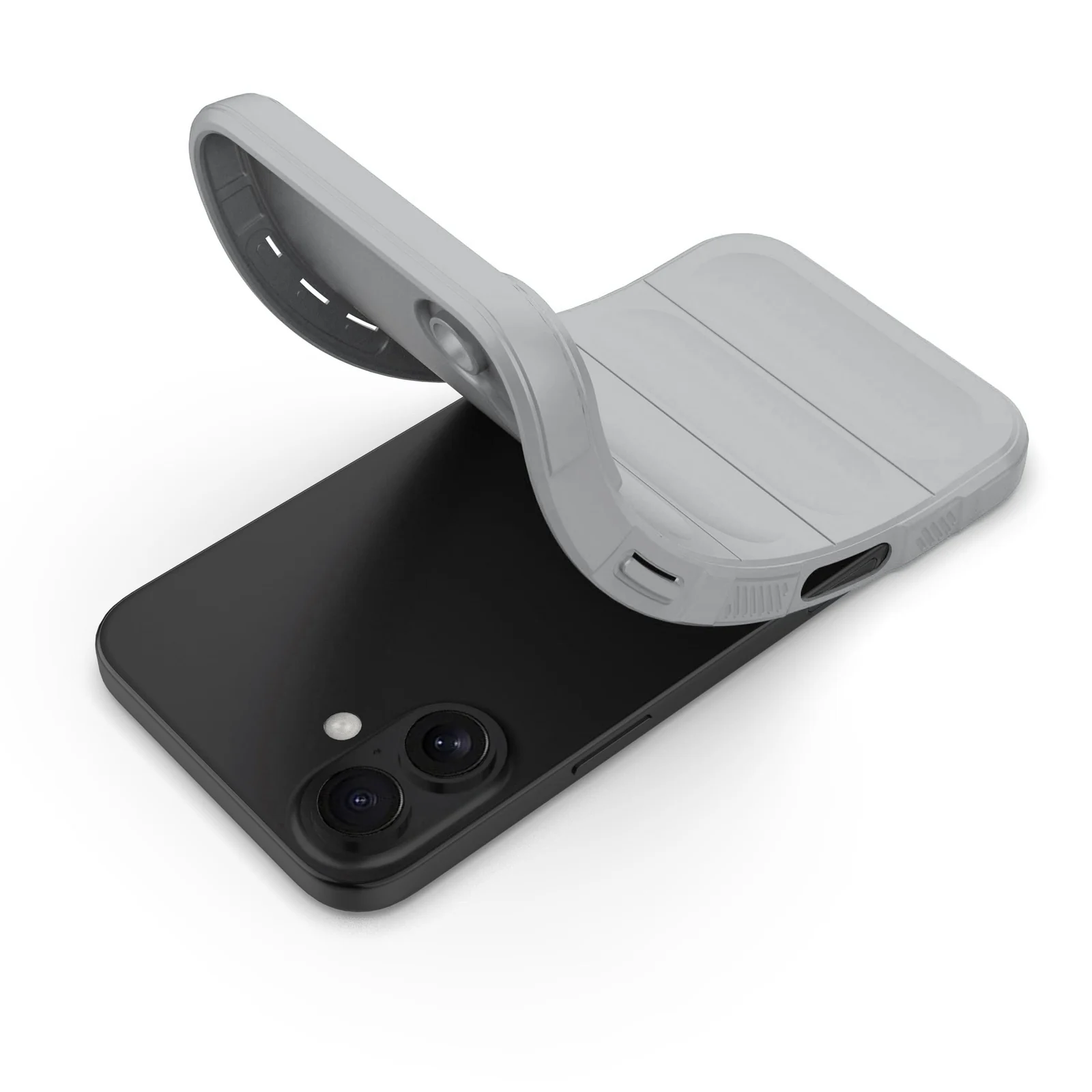 DL3 Mobilak Silicone Case for iPhone 16 6.1-Inch Heavy Duty Protective [Slim Fit] Shockproof Soft Flexible Protective Design Shock-Absorption TPU Cover With Camera Protection - Gray
