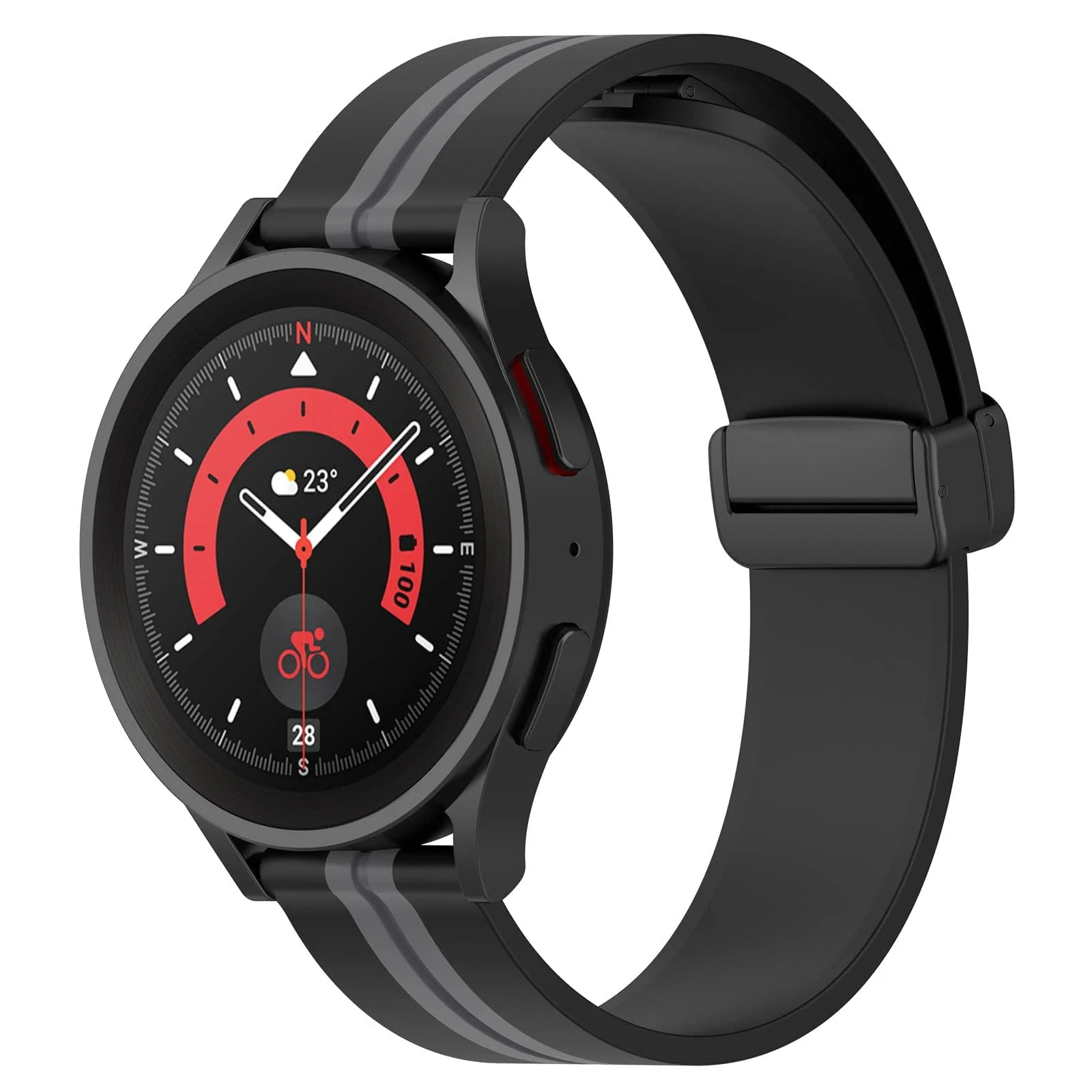 DL3 Mobilak Silicone Band Magnetic Clasp 22MM Strap For Samsung galaxy watch3 45mm /galaxy 46mm/Gear S3/Huawei watch GT3 46MM/GT2E/GT2 Pro/GT GT2 46MM/Amazfit GTR 3/4 (A. ) - A.Black Gray