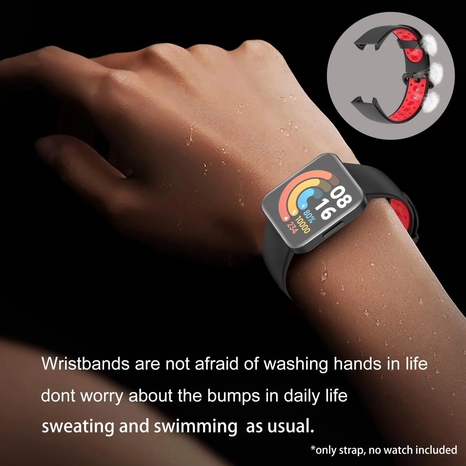 DL3 Mobilak Strap Compatible with Xiaomi Redmi Watch 2 Lite/Poco Watch/Redmi Watch 2 / Horloge 2 Soft Replacement Sport Silicone Strap - Black Red