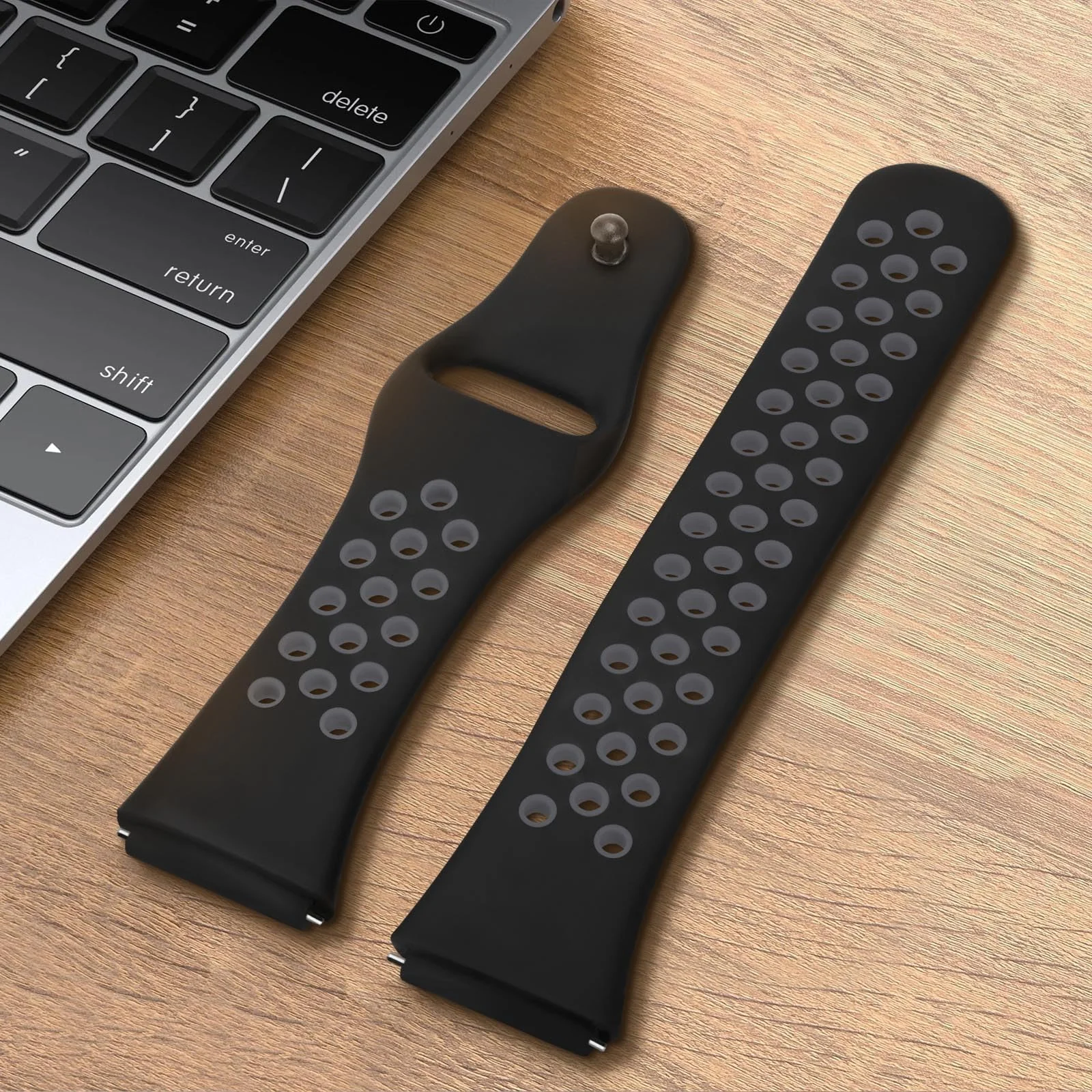 DL3 Mobilak Strap Silicone Compatible With Xiaomi Redmi Watch 3 Active/Redmi Watch 3 Lite, Sport Silicone Watch Band Wrist Strap, Bracelet Wristband Wrist Strap - Black Grey