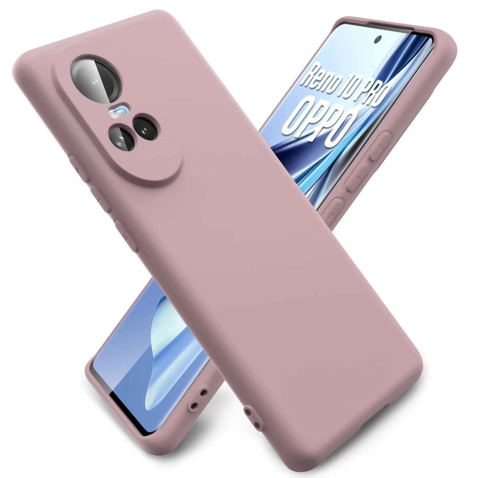 DL3 Mobilak Liquid Silicone Protective Case with Soft Microfiber Lining with Full Camera Protection for OPPO Reno 10 5G / OPPO Reno 10 Pro 5G - Cashmere