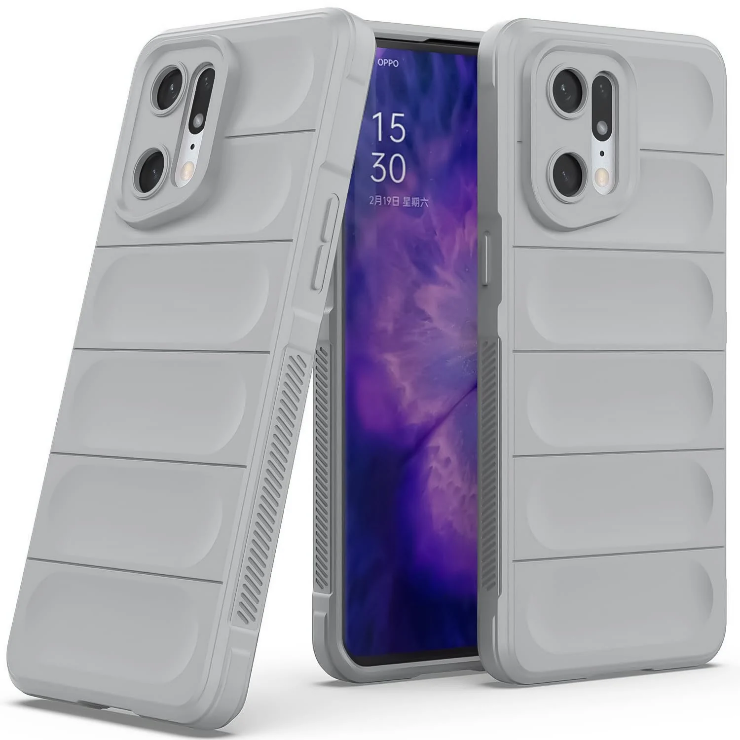 DL3 Mobilak Soft Silicone Protective Case for OPPO Find X5 with Camera Protection and Shockproof Design - Gray