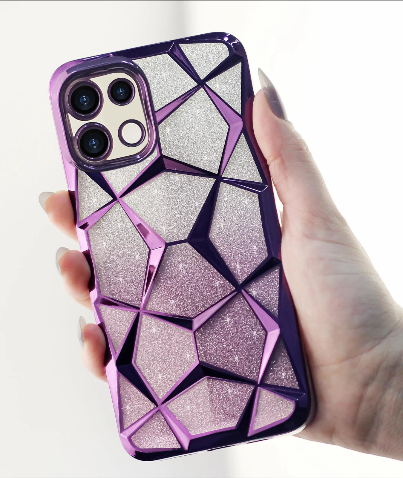DL3 Mobilak Compatible with OPPO Reno 13 5G / OPPO Reno13 5G Case Plating Bling Gradient Glitter Clear Cover Soft TPU Silicone Cute Camera Protection Shockproof Back for Women Girls Case - Purple