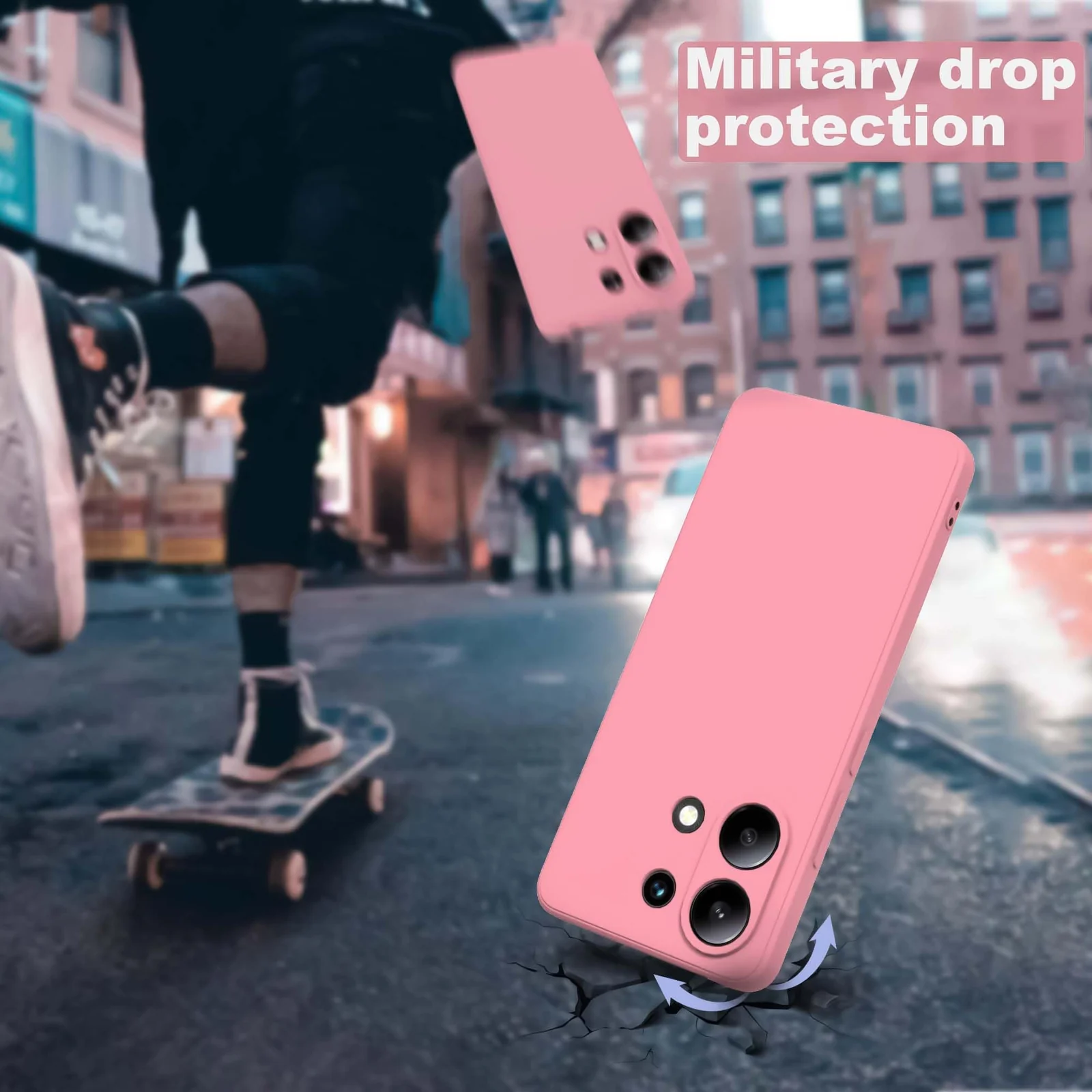 DL3 Mobilak Liquid Silicone Protective Case for Xiaomi Redmi Note 13 4G with Microfiber Lining and Shockproof Design - Pink