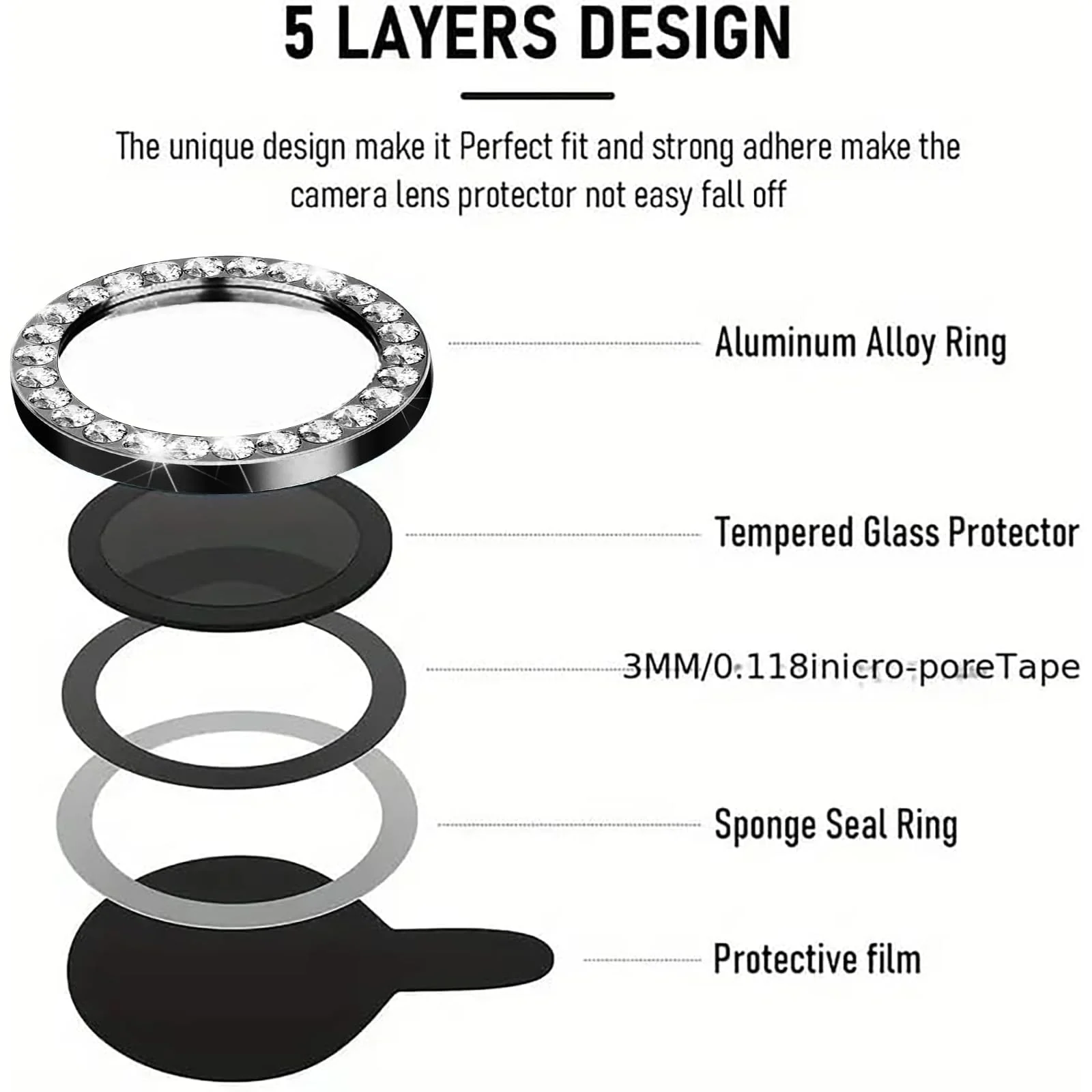 DL3 Mobilak Camera Protection for Samsung Galaxy S24 Ultra Camera Protection, Scratch-Resistant, 9H Hardness, HD Lens Protection, Protective Film, Lens Screen Protector Glass - Diamond Black