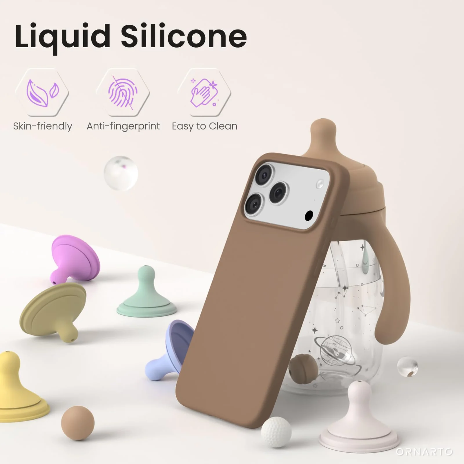 DL3 Mobilak Compatible with iPhone 17 Pro Max 6.9-Inch Case, Premium Liquid Silicone Case, Full Body Protective Cover, Shockproof, Slim Phone Case, Anti-Scratch Soft Microfiber Lining - Desert