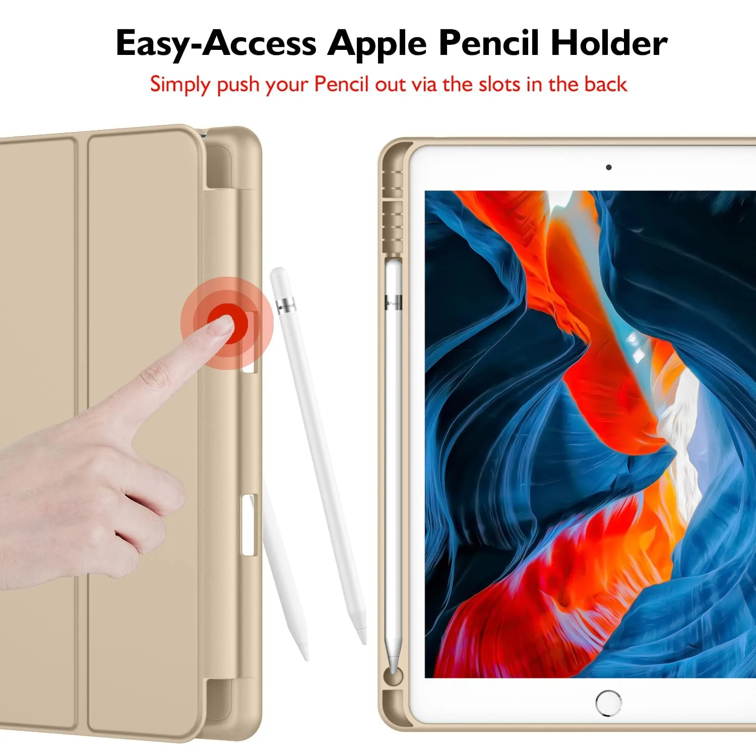 DL3 Mobilak Smart Case for Nokia T20 Tablet with Pencil Holder, Soft TPU Smart Stand Back Cover Auto Wake/Sleep Feature - Gold