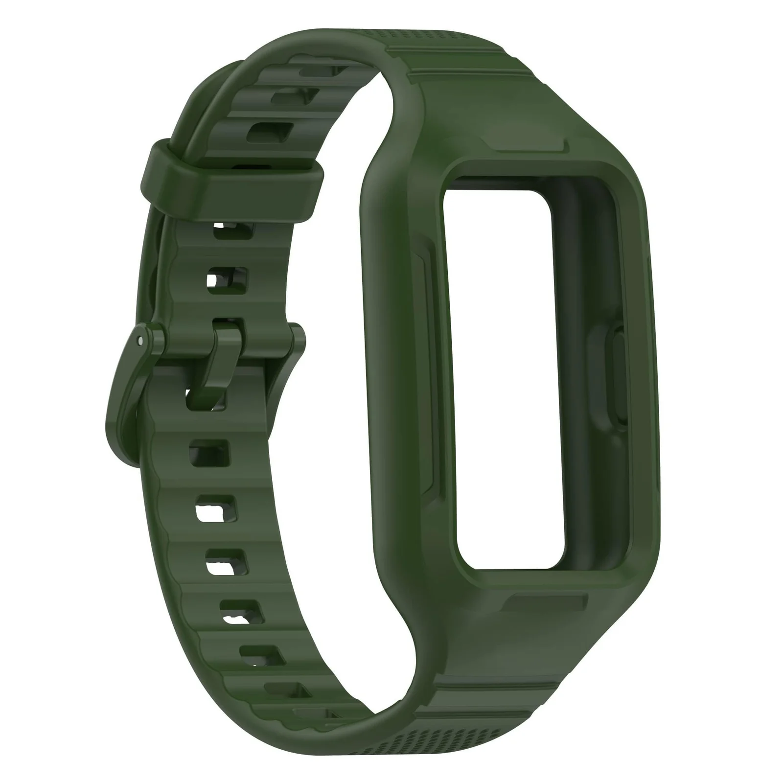 DL3 Mobilak Strap Compatible with Huawei Band 10/9/8/7/6/6 Pro, Adjustable Replacement Strap - Silicone Replacement Wrist Strap With Built-in Case Cover For Honor Band 6/7 - Black - Army Green