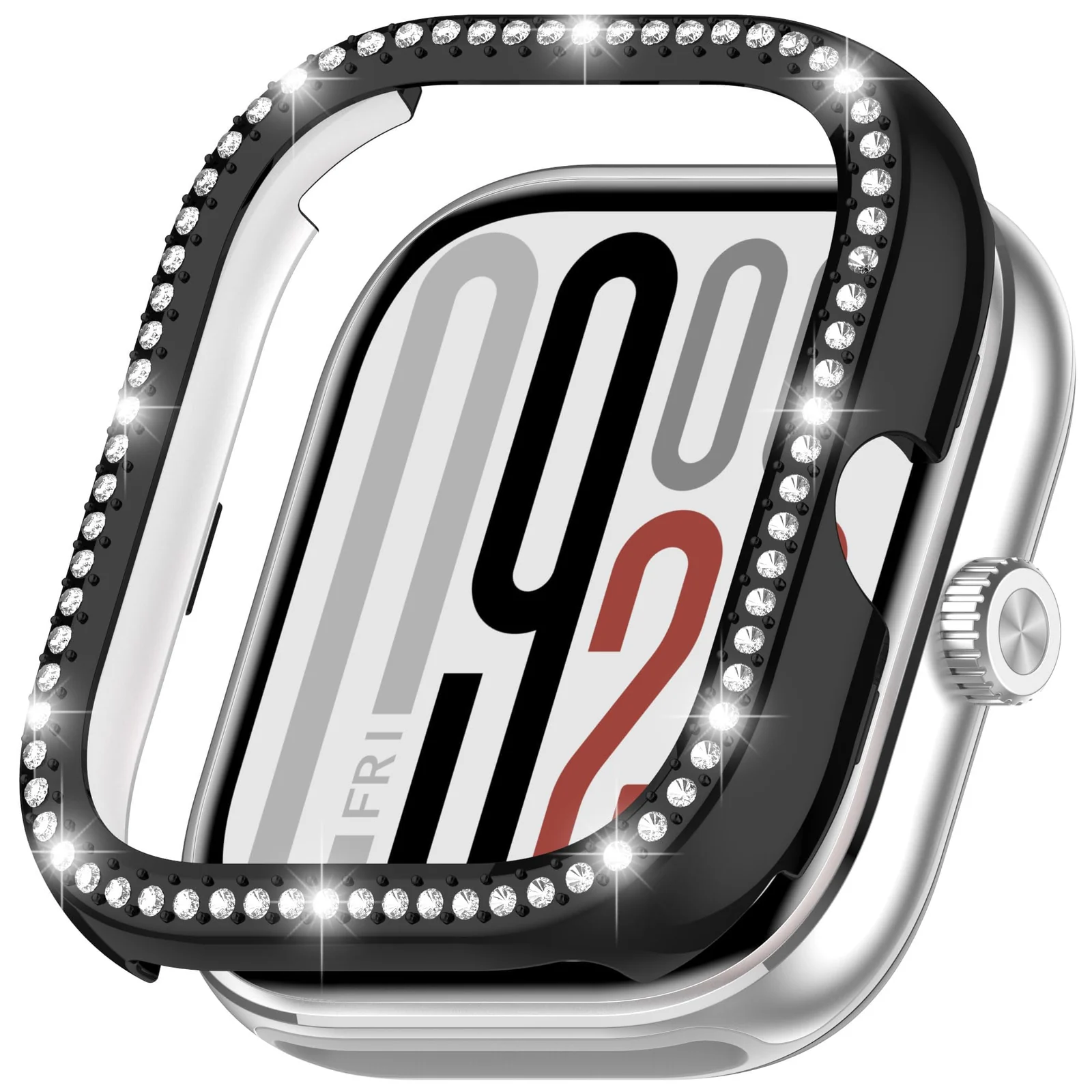 Dl3 Mobilak Bling Case for Xiaomi Redmi Watch 4 / Redmi Watch 5, Slim Hard PC Frame Cover with Crystal Diamond Bumper Design (Without Screen Protector), Protective Case for Women and Girls - Black