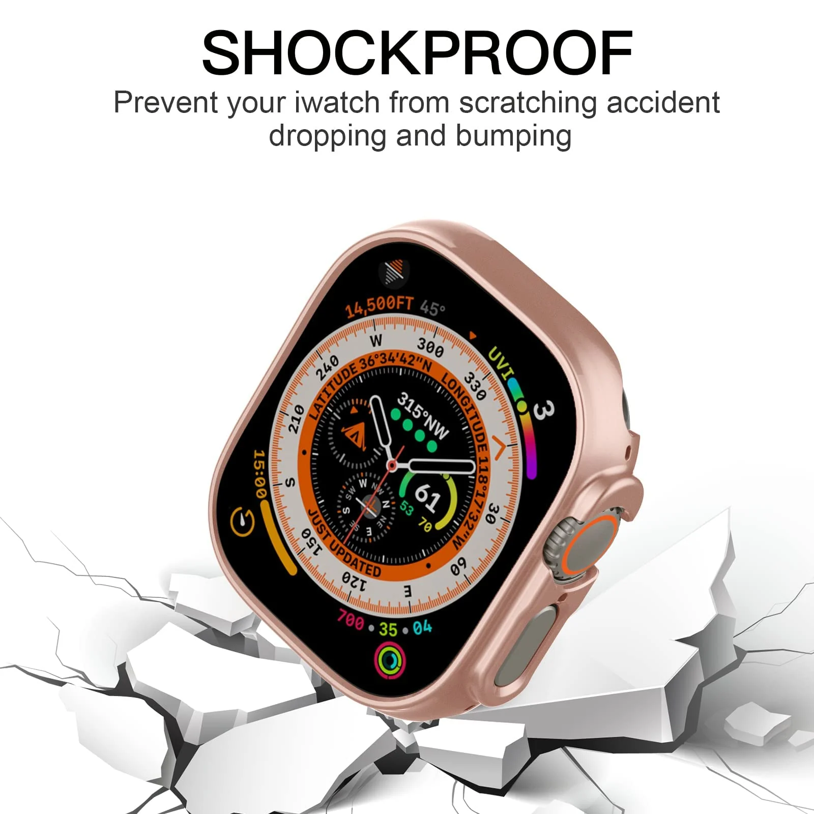 DL3 Mobilak Compatible For Apple Watch Ultra Case 49mm, Shockproof Ultra-Thin Hard PC Bumper Case All-Around Edge Protective Cover Frame[NO Screen Protector] for iWatch Accessories - Rose Gold