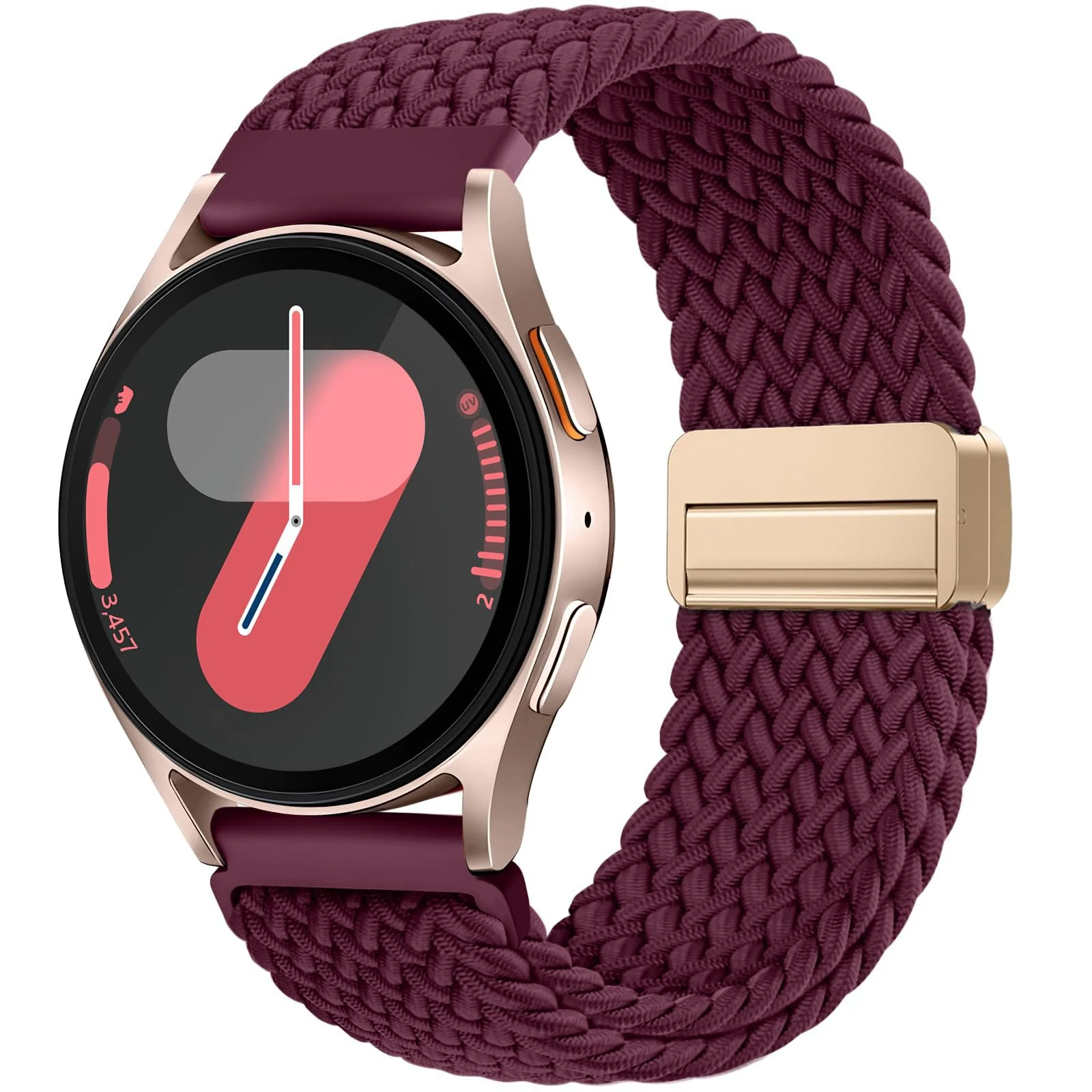 DL3 Mobilak 22mm Magnetic Band for Redmi Watch 5 Active/5 Lite/Samsung Galaxy Watch 3 45mm/Watch 46mm/Gear S3/Huawei watch GT6 GT5 46MM/GT2E/GT6 Pro/GT 5 Pro/Amazfit GTR 4/3, Stretchy Braided Nylon Sport Strap - Wine Red