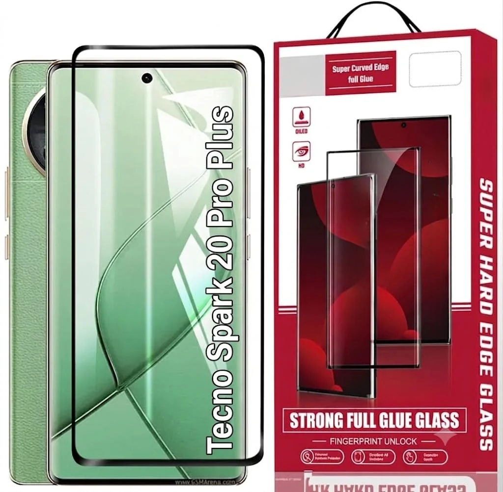 MOBIGON 9H Full-Coverage Tempered Glass Screen Protector for Tecno Spark 20 Pro Plus, Clear