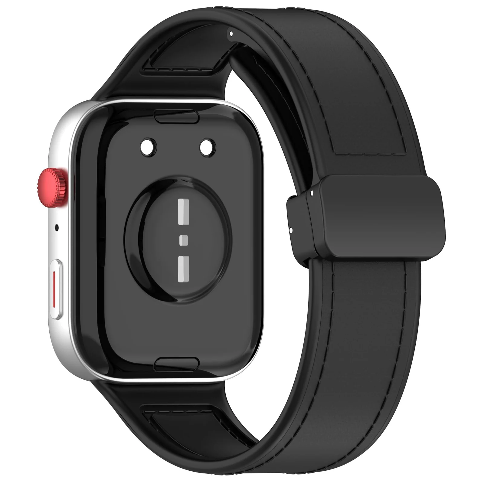 DL3 Mobilak Compatible with Huawei Watch Fit 5 / Fit 5 Pro / Fit4 / 4 Pro/Fit 3 Strap for Women Men, Soft Flexible Leather Silicone Hybrid Sport Wristband Magnetic Buckle Bracelet Replacement Strap - Black