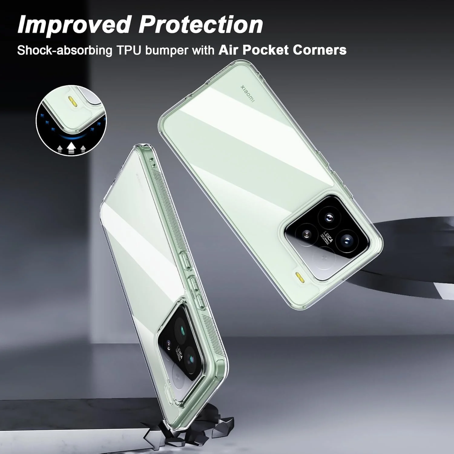 DL3 Mobilak Protective Case Compatible with Xiaomi 15 Cover, Mobile Phone Case Thin Soft Silicone Anti-Yellow Protective Case - Clear