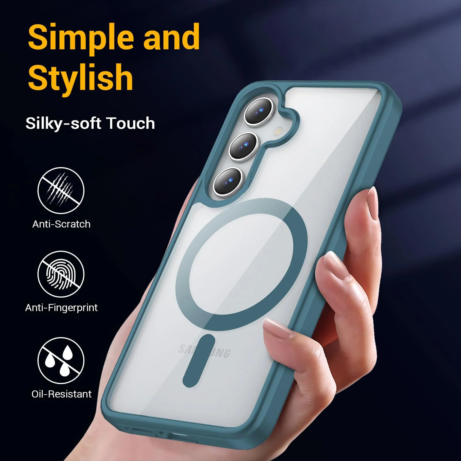 DL3 Mobilak Clear TPU Case for Samsung Galaxy A15, Compatible with MagSafe accessories, Supports wireless charging, Built-in magnetic car-mount support - Green