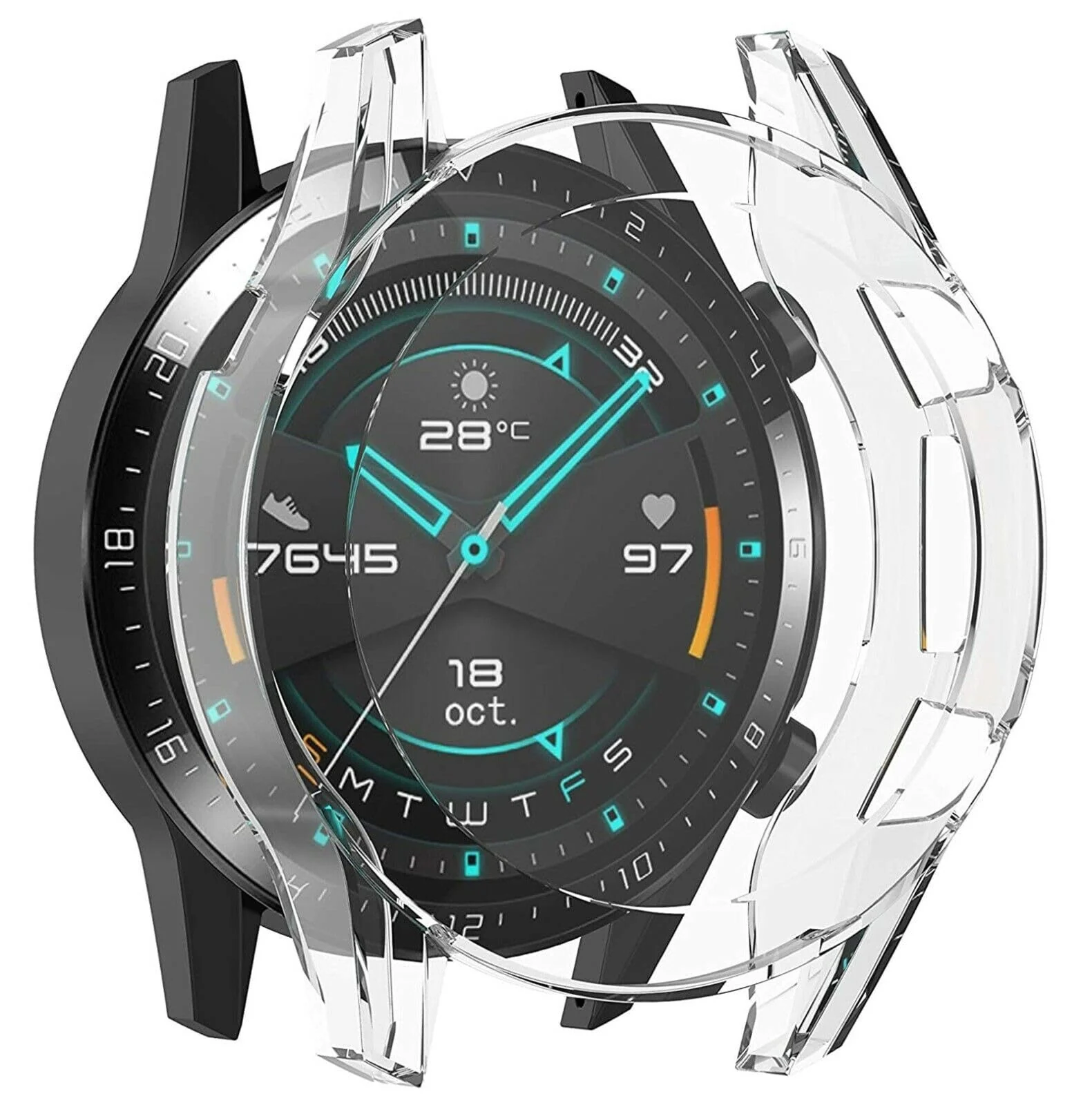 DL3 Mobilak Case Compatible with Huawei Watch GT2 46mm Case All-Around Screen Protector Watch Soft TPU Shockproof Cover Slim Guard Thin Bumper Shell Protector