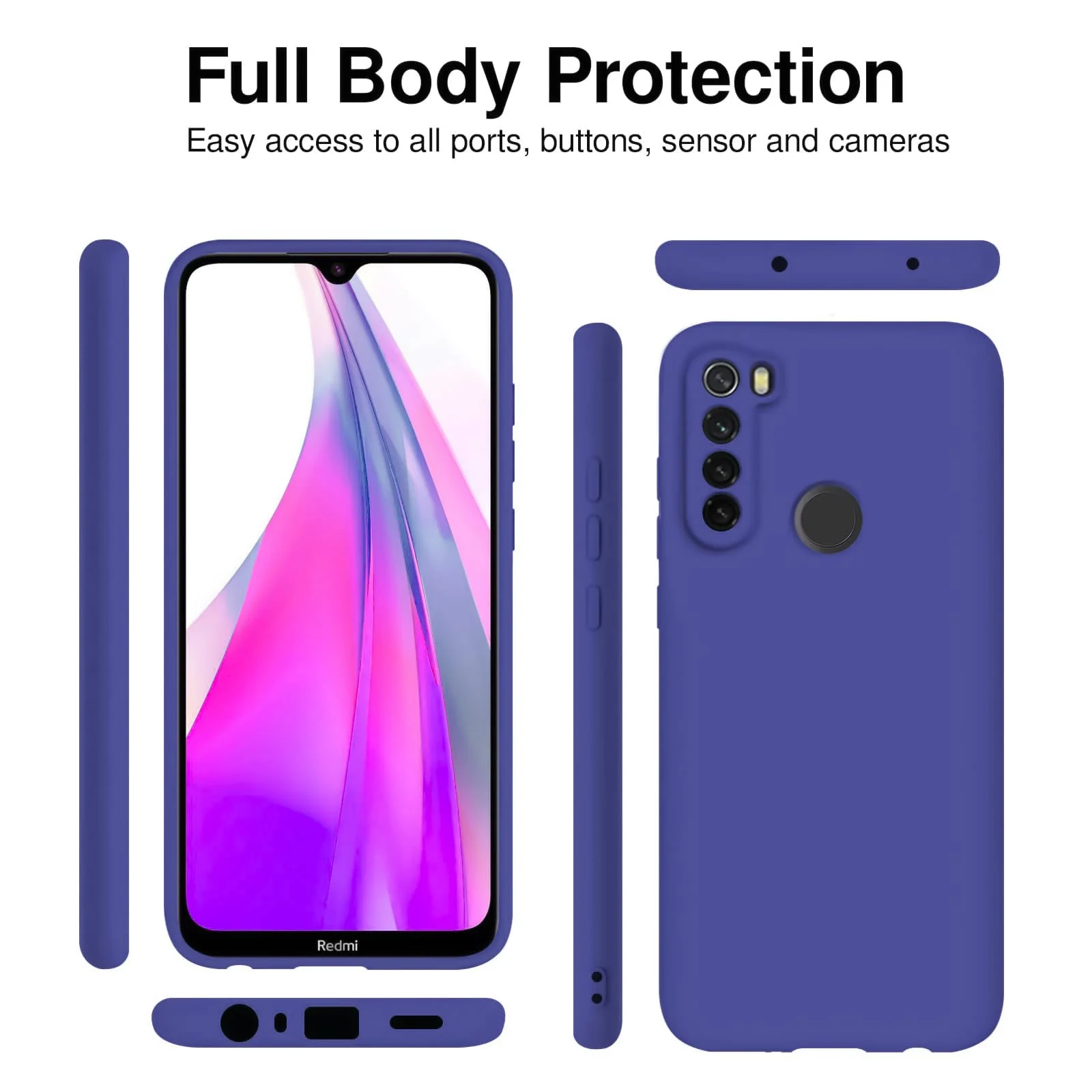 DL3 Mobilak Soft Silicone Protective Case for Xiaomi Redmi Note 8 with Microfiber Lining and Shockproof Design - Light Blue