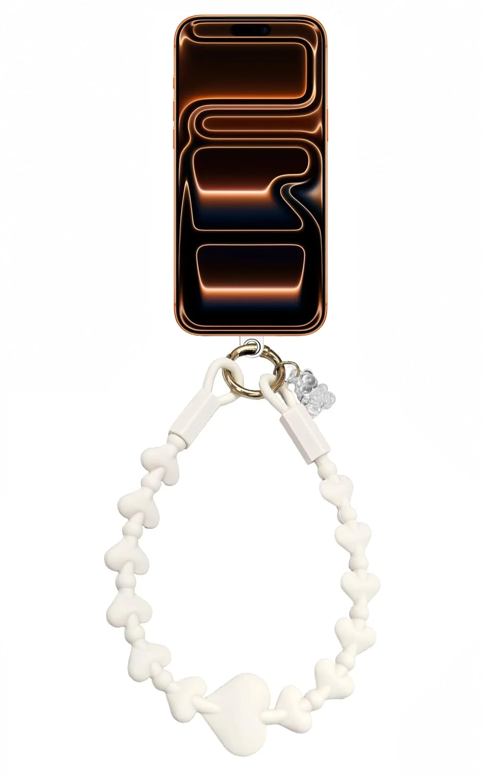 DL3 Mobilak Silicone Crystal Lanyard, 30cm Phone Wrist Strap Lanyard Keychain Office Wrist Strap with Clasp and Bear for Women Phone ID Card, Keys Strap - A-Off-White