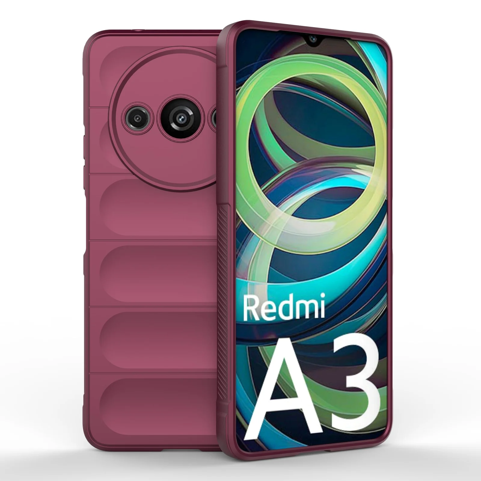 DL3 Mobilak Soft Silicone Protective Case for Xiaomi Redmi A3 with Camera Protection and Shockproof Design - Wine Red