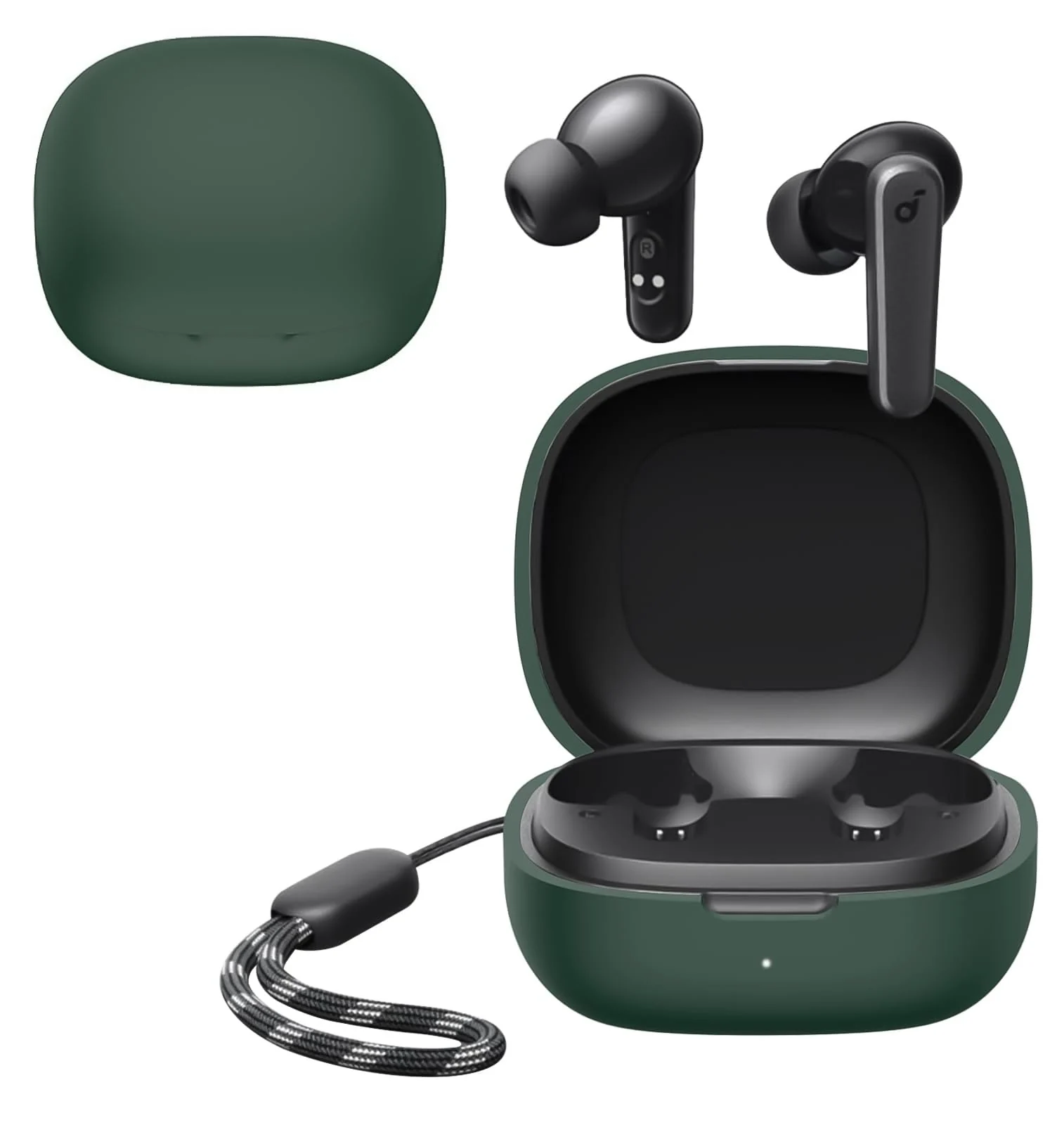 DL3 Mobilak Compatible with Anker Soundcore R50i NC/Anker P30i Case Cover, Soft Silicone Shockproof Protective Case Wireless Earbuds with Carabiner, Front LED Visible - A-Green