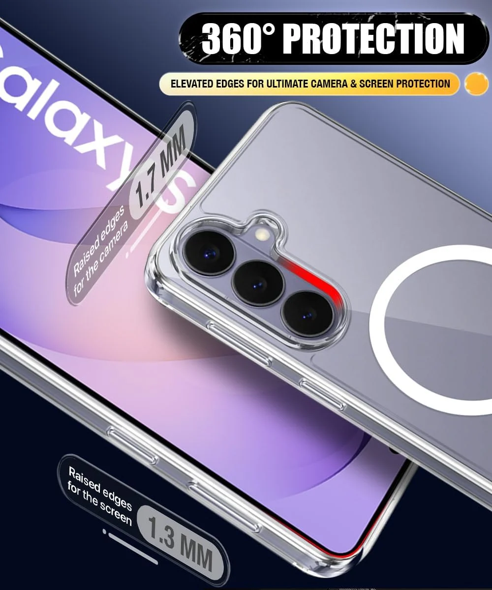 MOBIGON Slim Magnetic MagSafe-Compatible Phone Case for Samsung Galaxy S26 Plus 5G, Clear