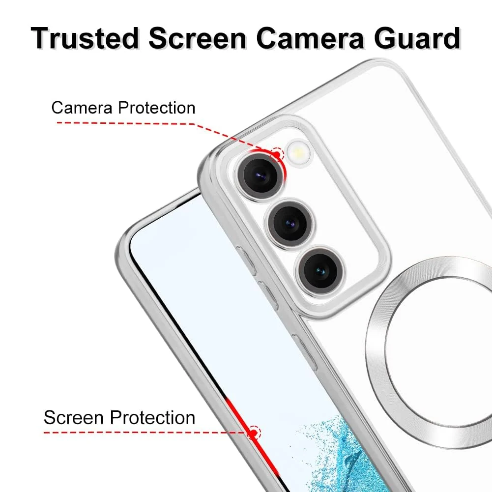 DL3 Mobilak Clear MagSafe-Compatible Magnetic Case for Huawei P30 Pro with Camera Protection and Shockproof Design - Silver