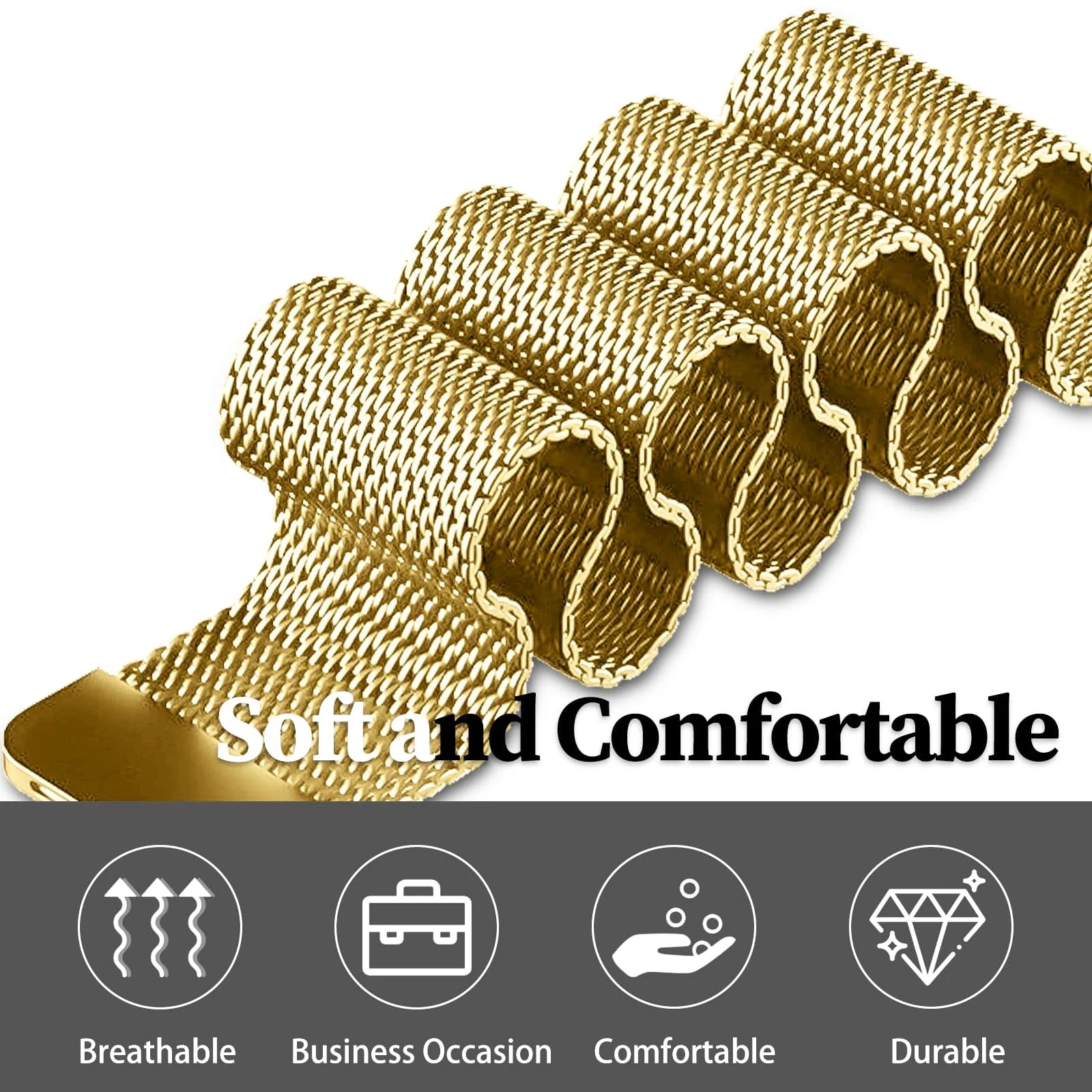 DL3 Mobilak Strap Compatible with Xiaomi Redmi Watch 4, Men and Women Adjustable Metal Stainless Steel Mesh Magnetic Breathable Replacement Wristband Watch Bands for Redmi Watch 4 - Gold
