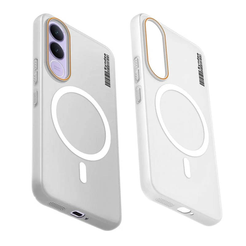 DL3 Mobilak Translucent Matte Case for vivo V70 FE, Compatible with MagSafe accessories, Shock-absorbing protection, Integrated ring holder - Clear