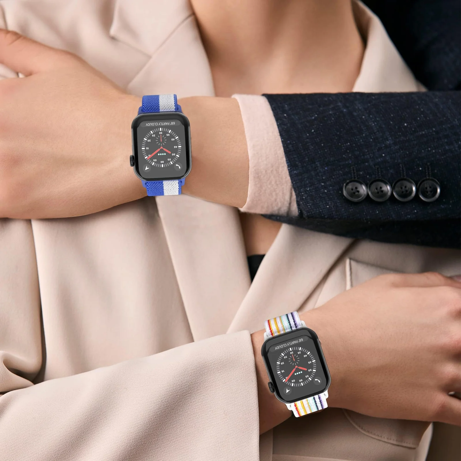 DL3 Mobilak Nylon Solo Loop Stretchy Straps For Apple Watch Band 49mm 45mm 44mm 42mm 41mm 40mm 38mm, Elastic Wristbands for iwatch Series 8 Ultra 7 6 5 4 3 2 1 Se (42MM/44MM/45MM/49MM) - Blue Grey