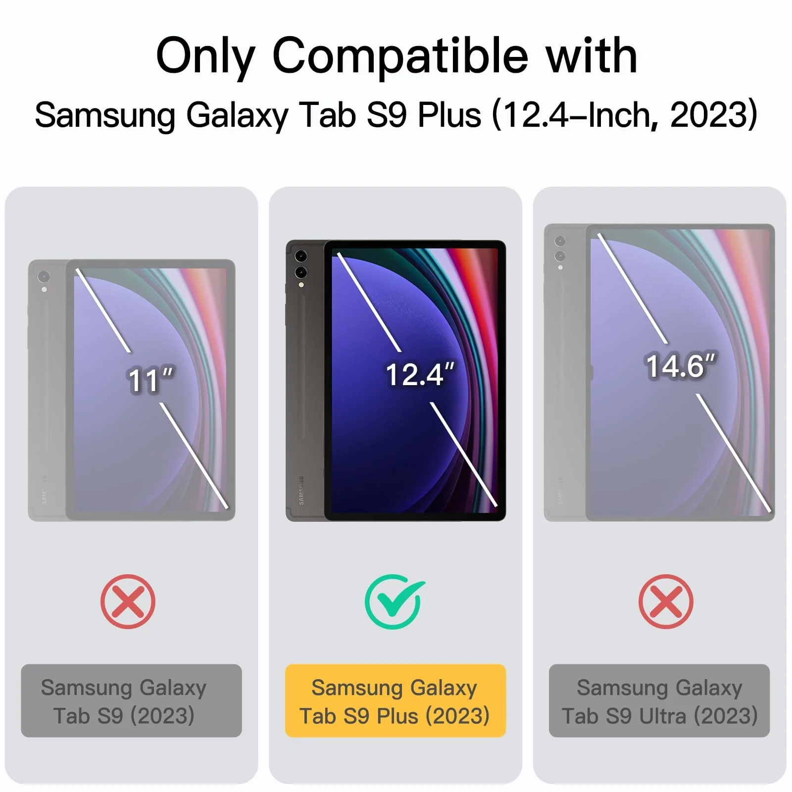 DL3 Mobilak Case for Samsung Galaxy Tab S9+ Plus/Galaxy Tab S9 FE+ Plus 12.4 Inch 2023 with S Pen Holder, Soft TPU Tri-Fold Stand Protective Tablet Cover, Auto Wake/Sleep - Purple