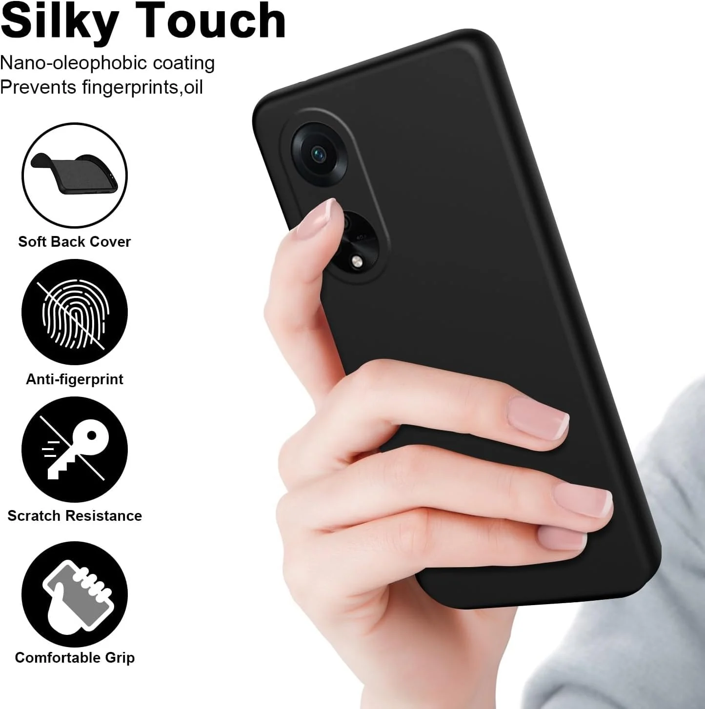 DL3 Mobilak OPPO A98 Case, Soft Flexible Silicone Gel Rubber Bumper Cover, Full Body Shockproof Protective Phone Case - Black