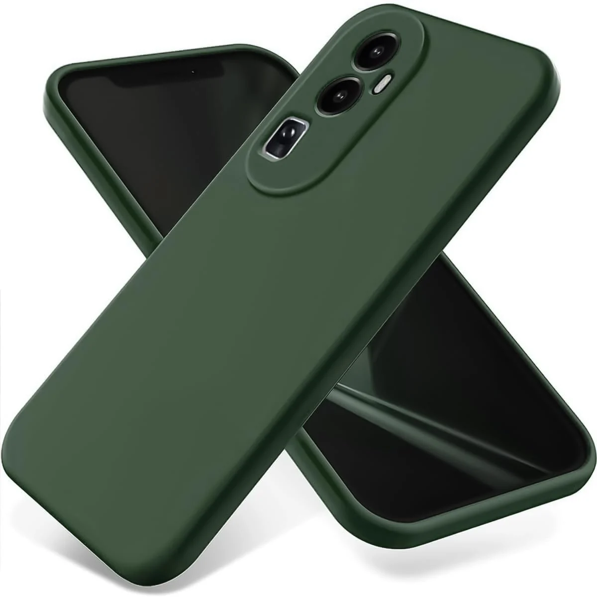 DL3 Mobilak Liquid Silicone Protective Case with Soft Microfiber Lining with Full Camera Protection for OPPO Reno 10 Pro+ Plus 5G - Green