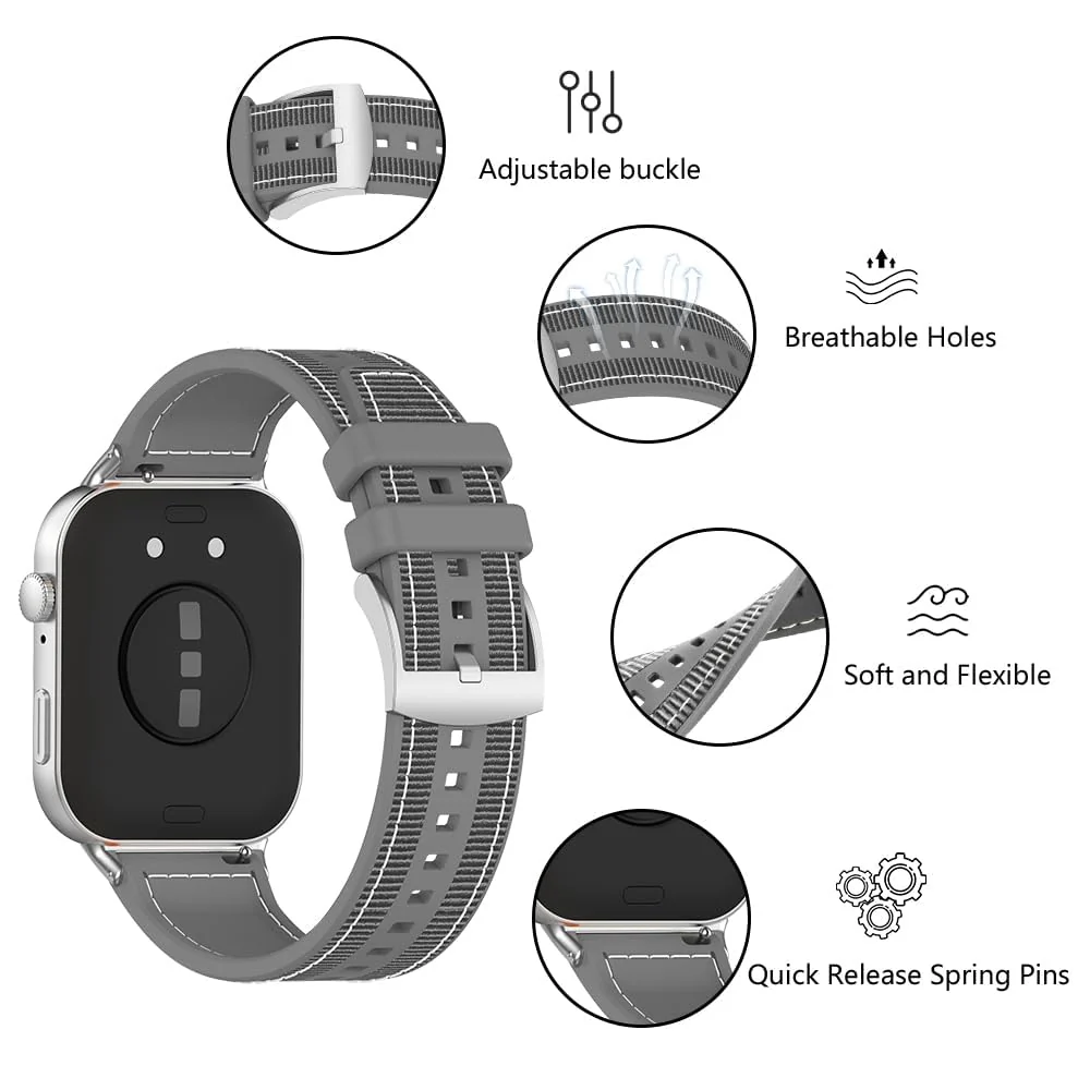 DL3 Mobilak Sport Silicone Nylon Band Designed for Huawei Watch Fit 2 for Men Women, Waterproof Soft Replacement Strap for Huawei Watch Fit2 - Gray