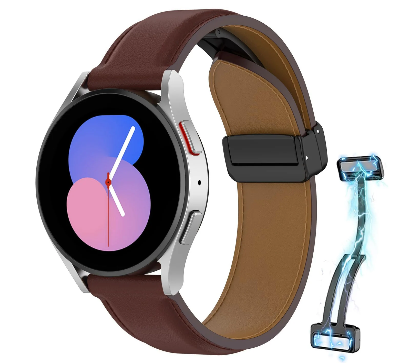 DL3 Mobilak Leather Bands 22MM Compatible with Samsung Galaxy Watch3 45mm/Galaxy 46mm/Gear S3, Leather Magnetic Buckle Design Strap Compatible with Huawei Watch GT4 GT3 46MM/GT2E/GT2 - Dark Brown