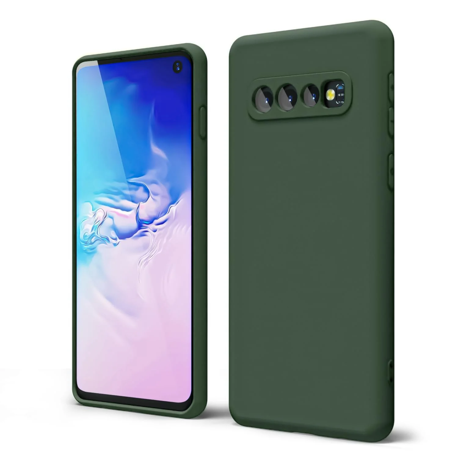 DL3 Mobilak Liquid Silicone Protective Case with Soft Microfiber Lining with Full Camera Protection for Samsung Galaxy S10 - Green