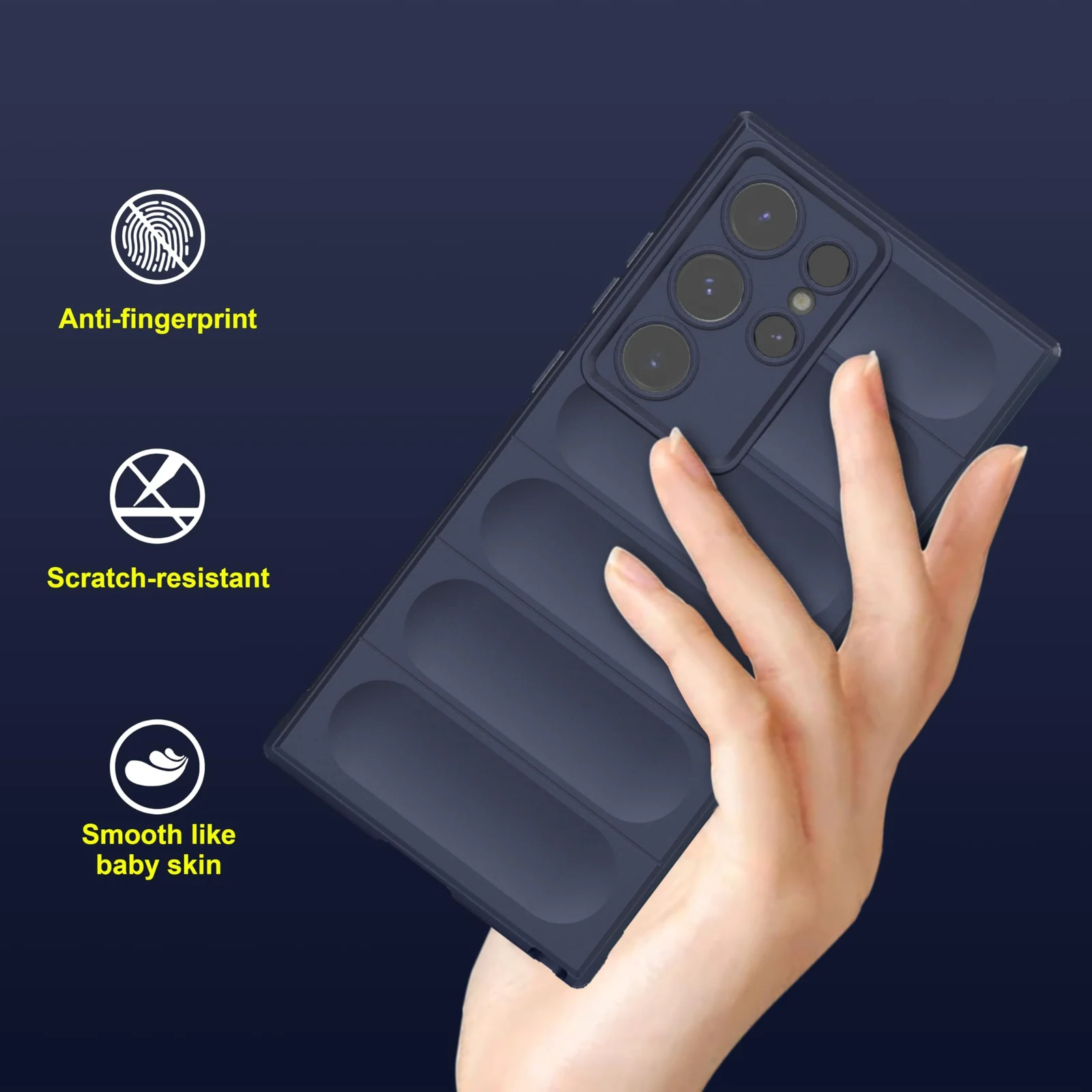 DL3 Mobilak Flexible Silicone and TPU Protective Case with Camera Protection for Samsung Galaxy S24 Ultra - Blue