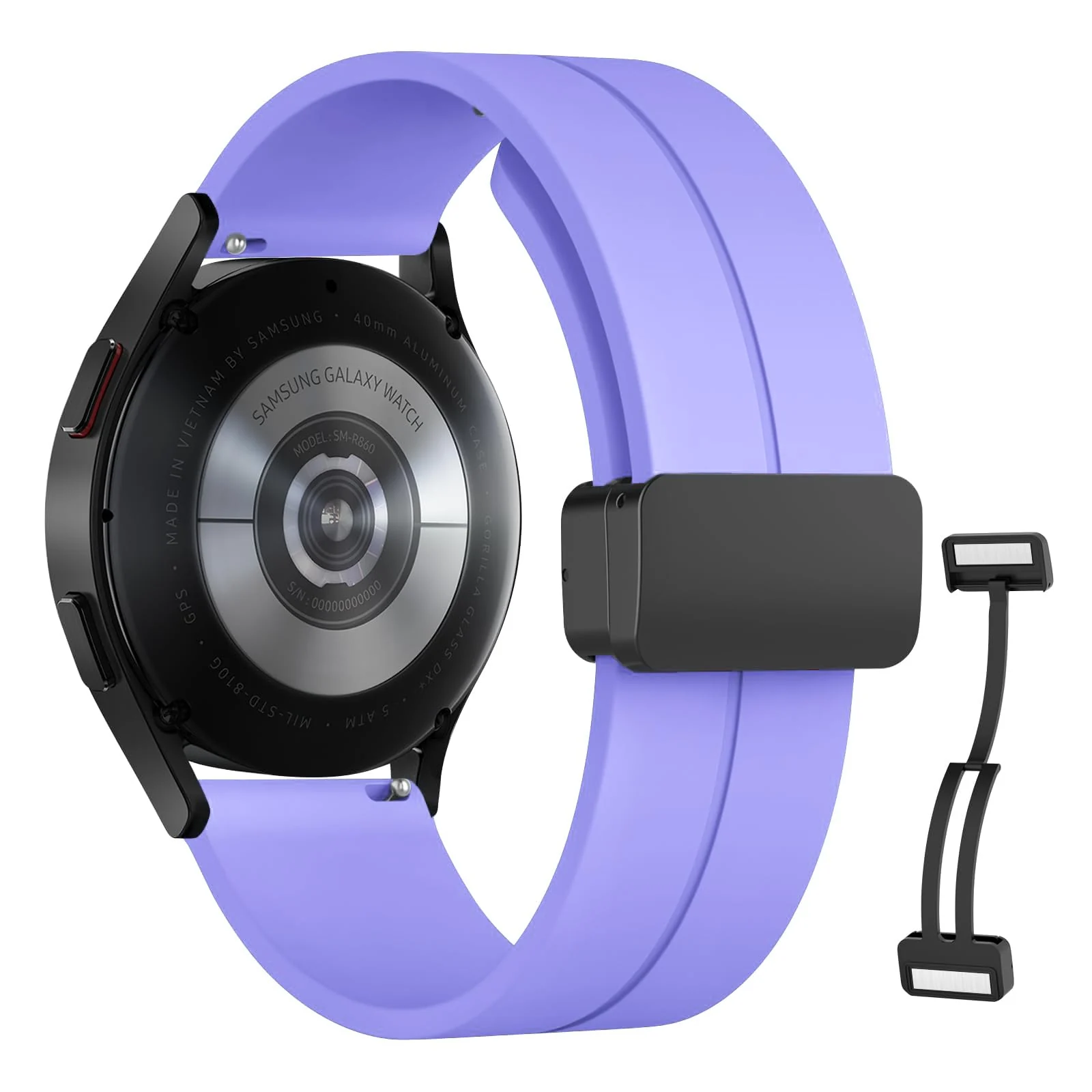 DL3 Mobilak 22MM Silicone Band Magnetic Clasp Strap For Xiaomi Redmi Watch 5 Active/5 Lite/Samsung Galaxy Watch 46mm/Watch 3 45mm/Gear S3/Huawei watch (GT6 GT5 GT4 GT3 GT2 GT 46MM)/GT6 Pro/Amazfit GTR4 - Purple