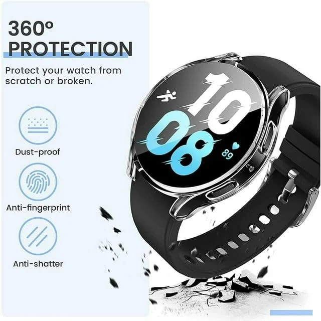 DL3 Mobilak Case Compatible with Samsung Galaxy Watch 4 44mm 2021 & Watch 5 44mm 2022 Case All-Around Screen Protector Watch Soft TPU Shockproof Cover Slim Guard Thin Bumper Protector - Clear