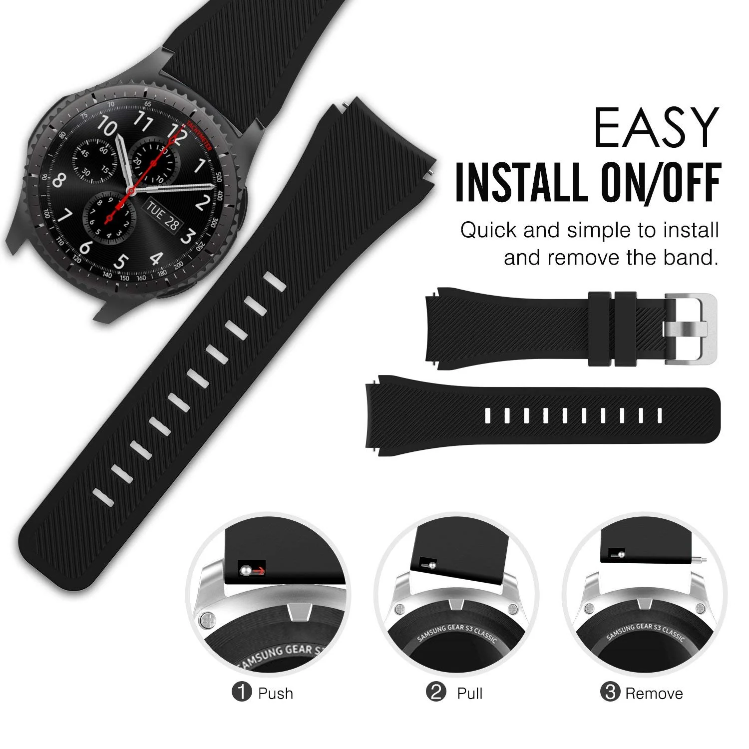 DL3 Mobilak Silicone Sport Band 22MM Xiaomi Redmi Watch 5 Active/5 Lite/Samsung Galaxy Watch 46mm/Watch 3 45mm/Gear S3/Huawei watch (GT6 GT5 GT4 GT3 GT2 GT 46MM)/GT2E/GT5 Pro/GT 6 Pro/Amazfit GTR 3/4 - A-black