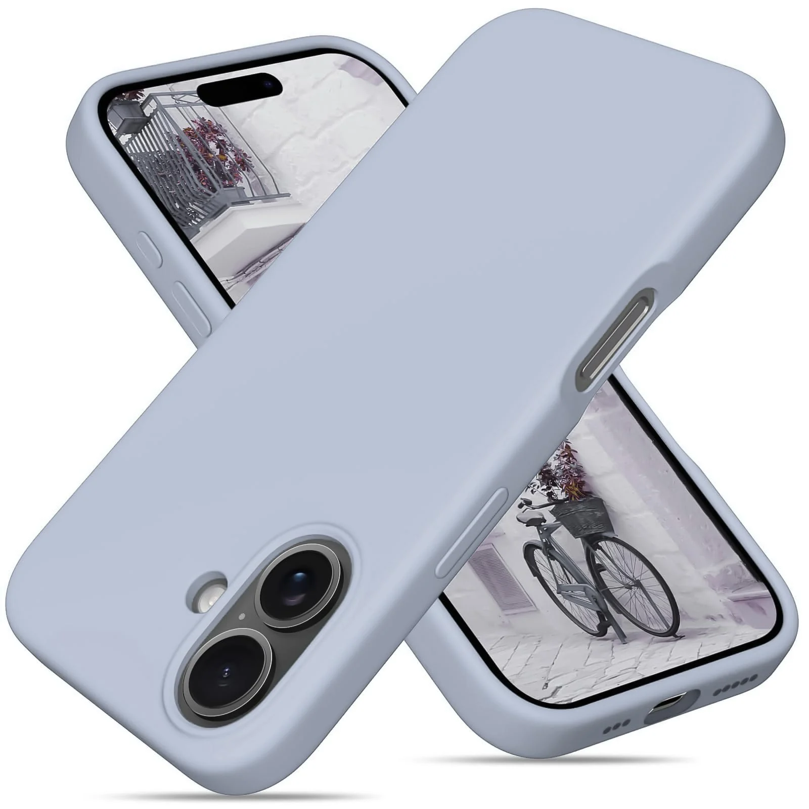 DL3 Mobilak Liquid Silicone Protective Case for iPhone 16+ Plus 6.7-Inch with Microfiber Lining and Shockproof Design - Baby Blue